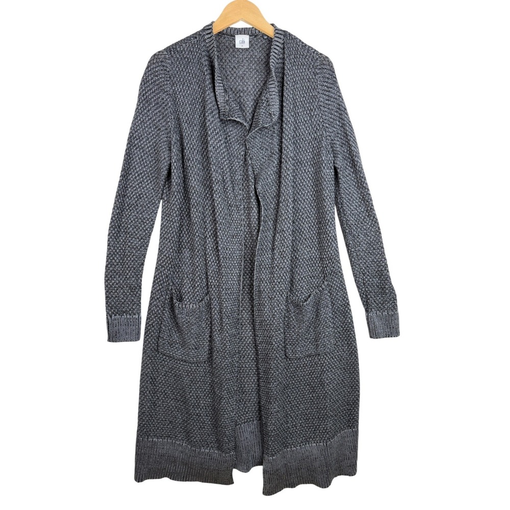 CAbi Womens M Style 3166 Lara Knit Gray Sweater Duster Cardigan Long Pockets